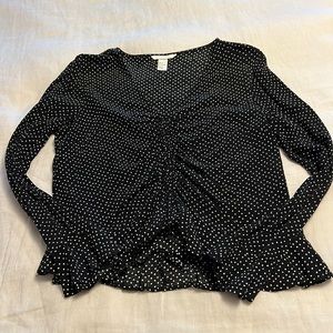 H & M polka dot V-neck long sleeve top